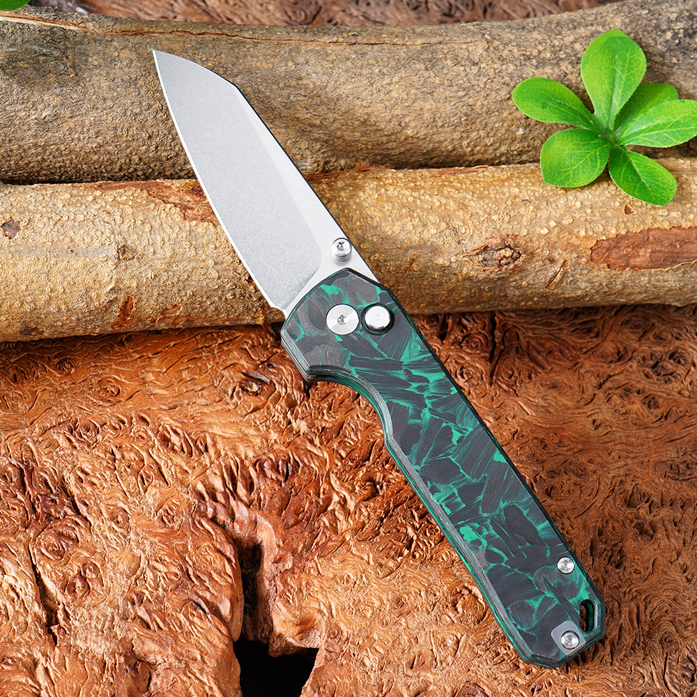 Tunaifire GT-T0070-3 Folding Knife VG10 Blade Luminous Carbon Fiber Handle Stone Wash Tactical Pocket Knife