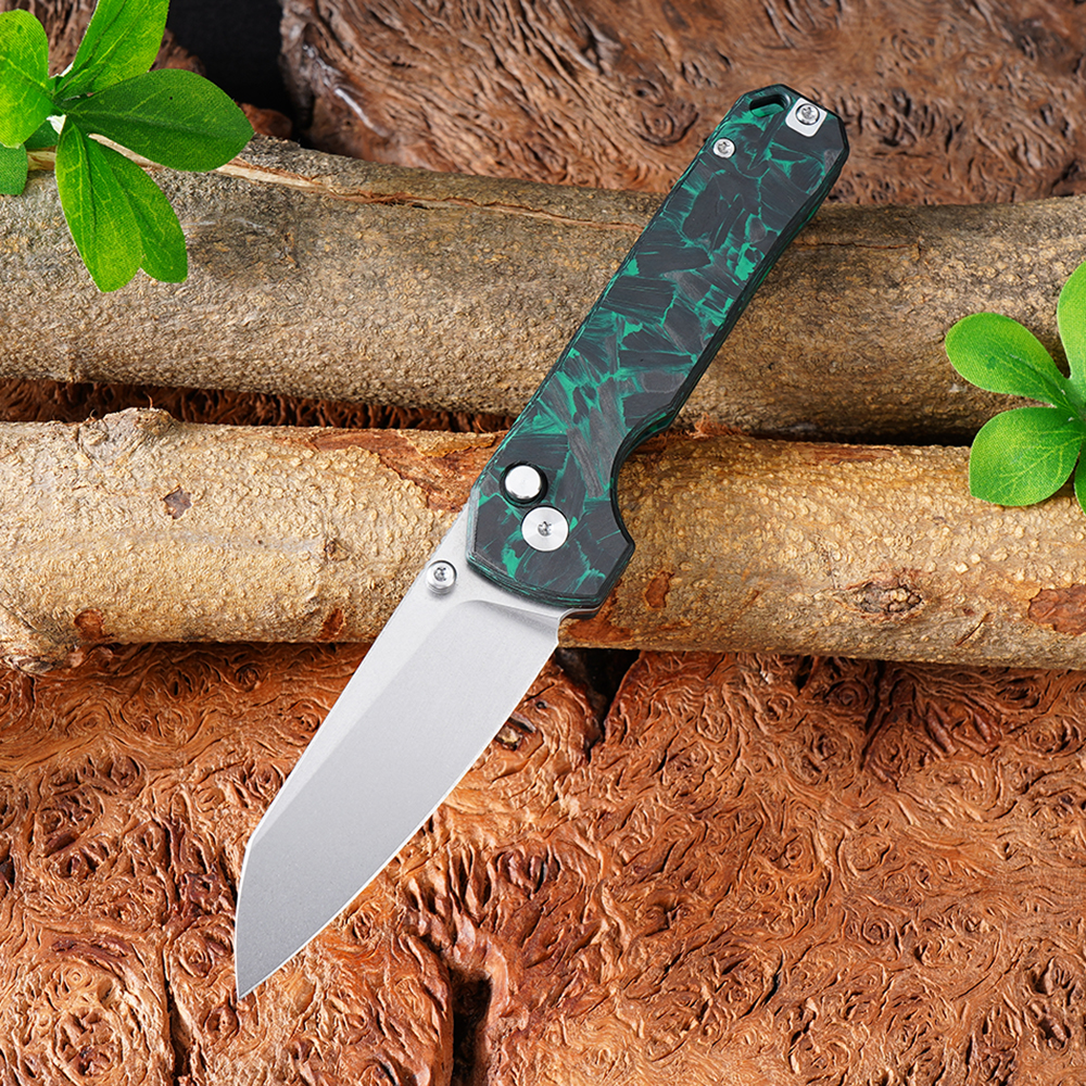 Tunaifire GT-T0070-3 Folding Knife VG10 Blade Luminous Carbon Fiber Handle Stone Wash Tactical Pocket Knife