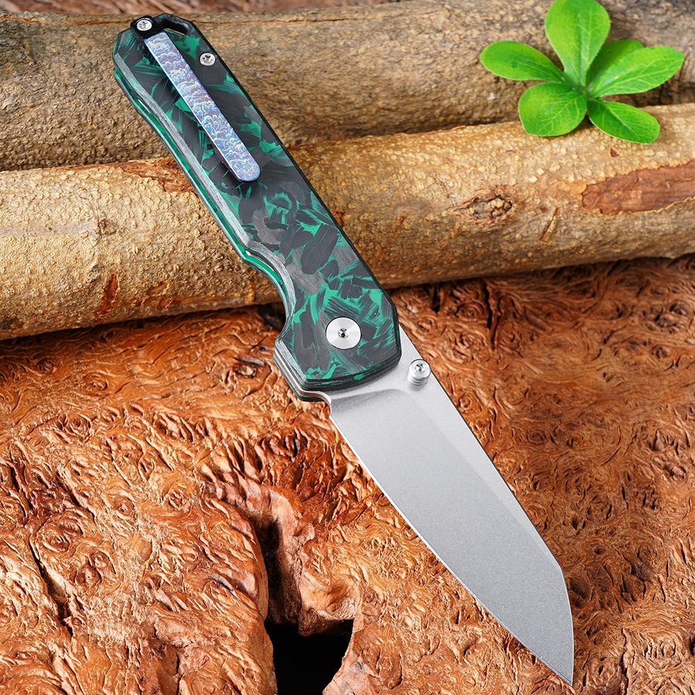 Tunaifire GT-T0070-3 Folding Knife VG10 Blade Luminous Carbon Fiber Handle Stone Wash Tactical Pocket Knife