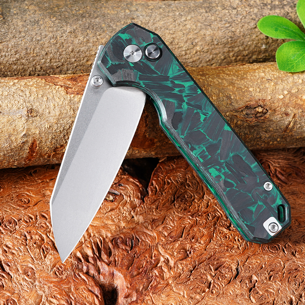Tunaifire GT-T0070-3 Folding Knife VG10 Blade Luminous Carbon Fiber Handle Stone Wash Tactical Pocket Knife