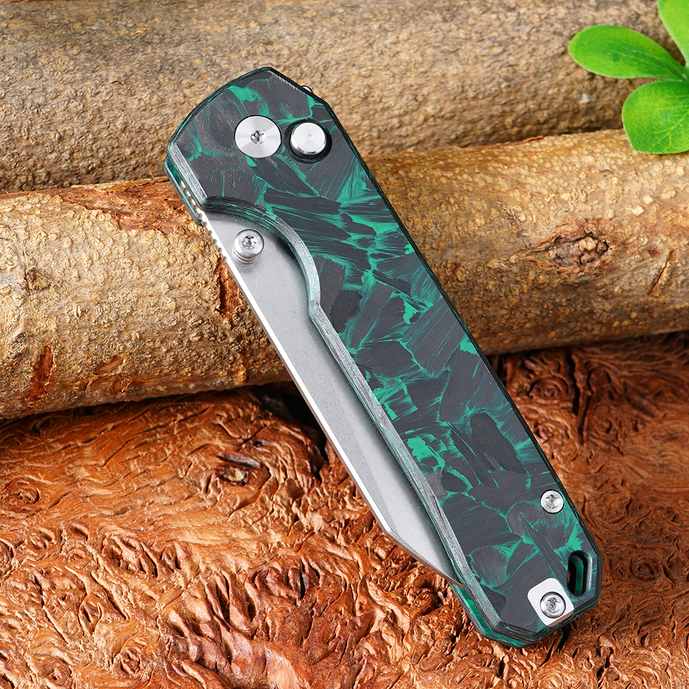 Tunaifire GT-T0070-3 Folding Knife VG10 Blade Luminous Carbon Fiber Handle Stone Wash Tactical Pocket Knife