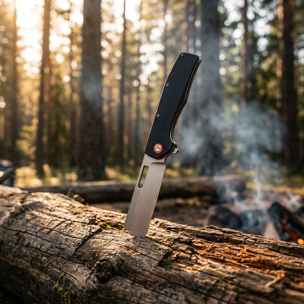 Tunafire Knife GT955 Flipper Folding Knife Stone washing D2 Steel Blade Black Micarta Handle Camping Hunting Pocket Knife