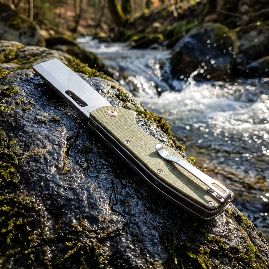 Tunafire Knife GT955 Flipper Folding Knife 3.5" D2 Stone washing Blade Micarta Handle Tactical Survival Pocket Knife