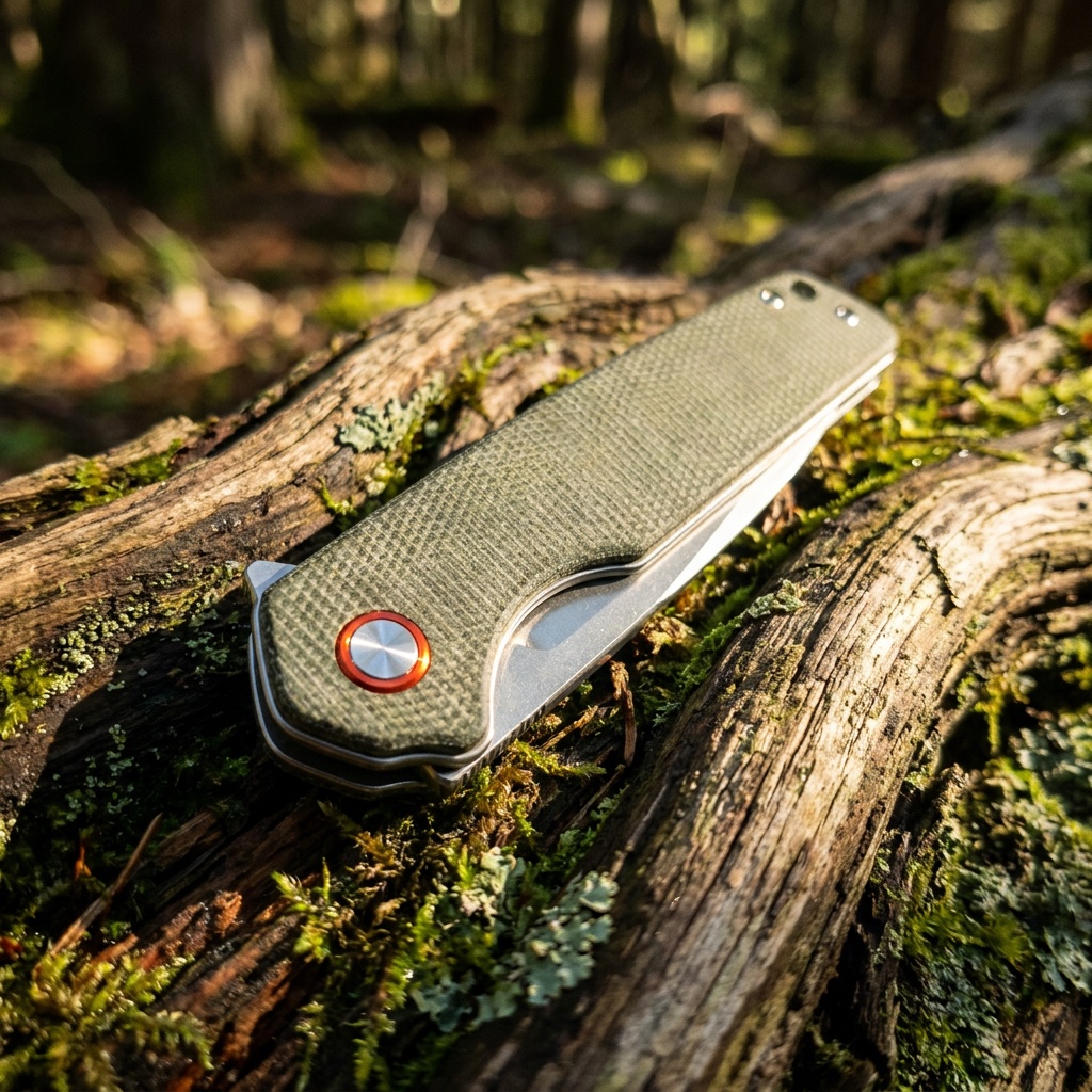 Tunafire Knives 3.54"D2 Steel Flipper Folding Knife Green Micarta Handle Tactical Survival Pocket Knife GT961