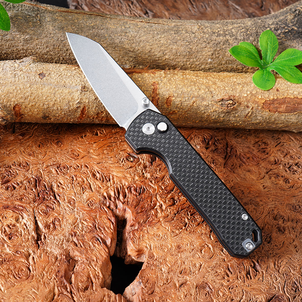 Tunafire knife GT-T0070-3  Folding EDC Knife |2.99" VG10 Blade, Carbon Fiber Handle, Ball Bearing, 81g Lightweight Stonewash Pocket Knife