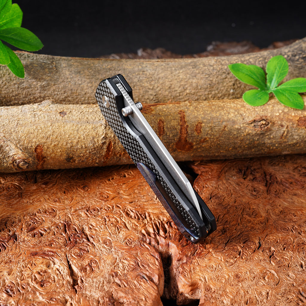Tunafire knife GT-T0070-3  Folding EDC Knife |2.99" VG10 Blade, Carbon Fiber Handle, Ball Bearing, 81g Lightweight Stonewash Pocket Knife