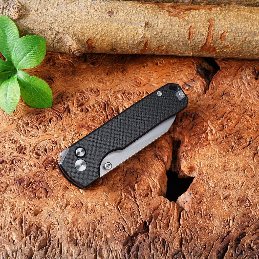 Tunafire knife GT-T0070-3  Folding EDC Knife |2.99" VG10 Blade, Carbon Fiber Handle, Ball Bearing, 81g Lightweight Stonewash Pocket Knife