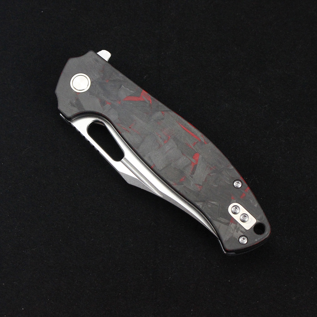Tunafire Knife 3.31"14C28N Steel Folding Pocket Knife Red Carbon Fiber Handle Ball Bearing EDC Camping Hiking Knife GT-T0050-1