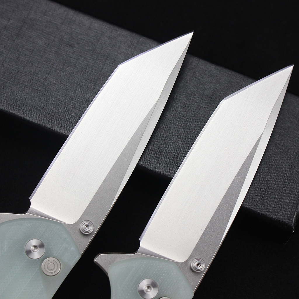 Tunafire knife GT-T0033 D2 Steel Button Lock Folding Pocket Knife, 58-59 HRC Stone Washed Blade, G10 Anti-Slip Handle EDC Utility Cutting Tool for Camping Hunting DIY Daily Carry