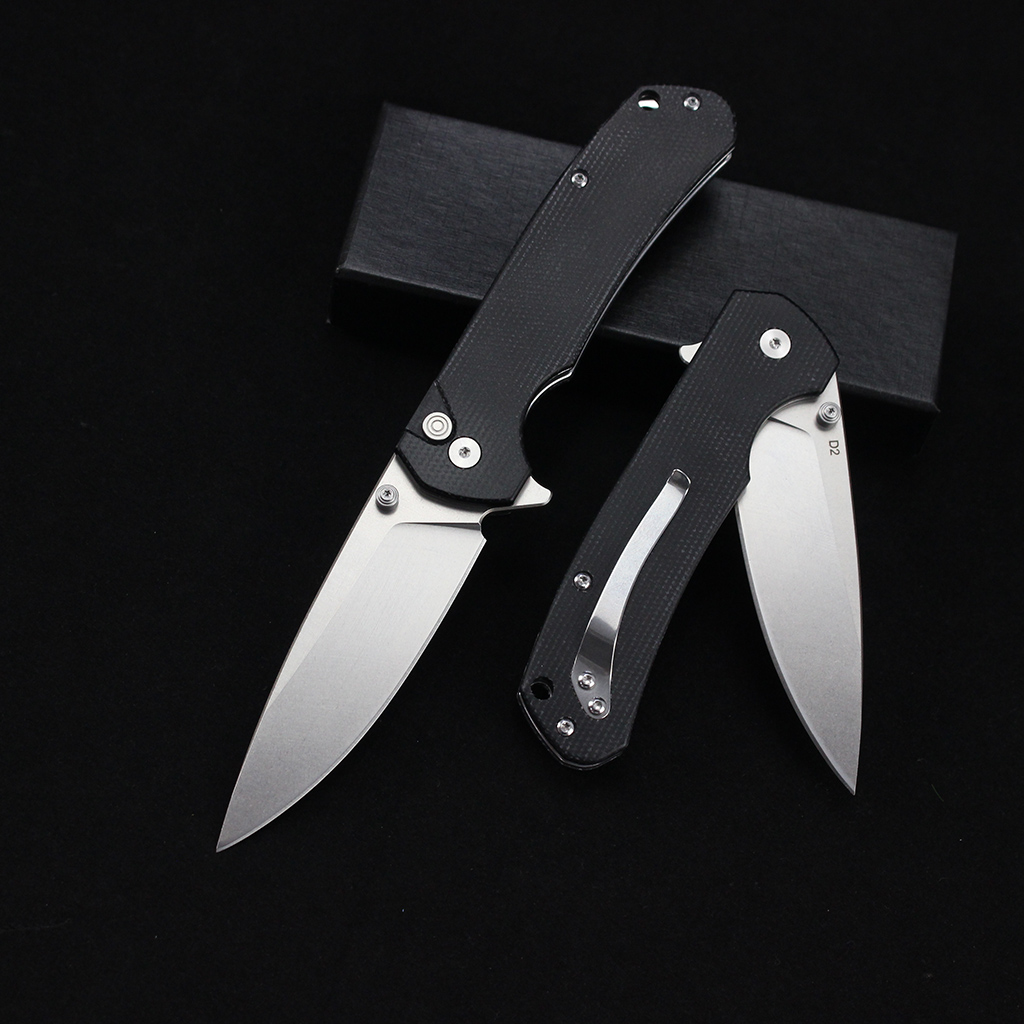 Tunafire Knife GT-T0037 Button Lock Folding Pocket Knife Micarta Black Handle 3.43&rdquo;D2 Steel EDC Cutting Tool Men Gift