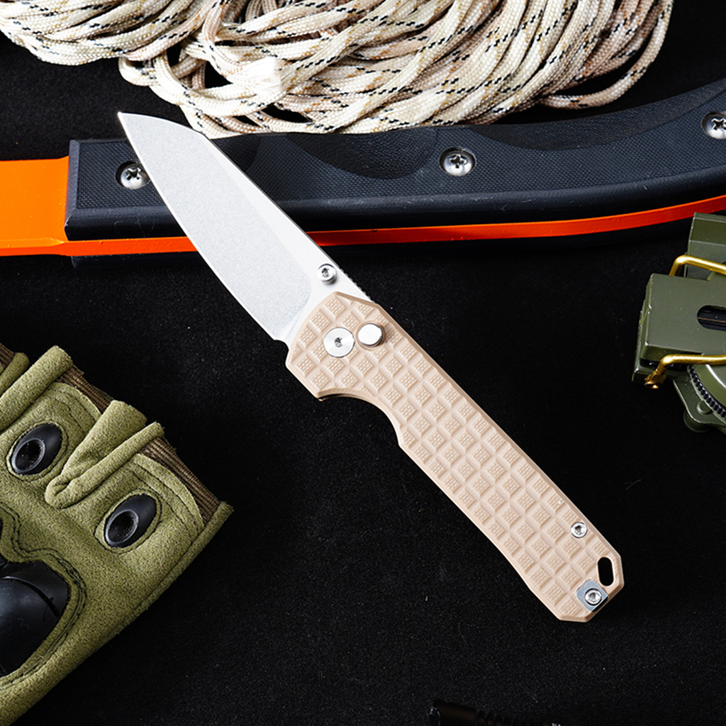 Tunafire knife GT-T0070-4 VG10 Blade Ball Bearing Quick Open Folding Knife Button lock G10 Handle Outdoor Survival Tool