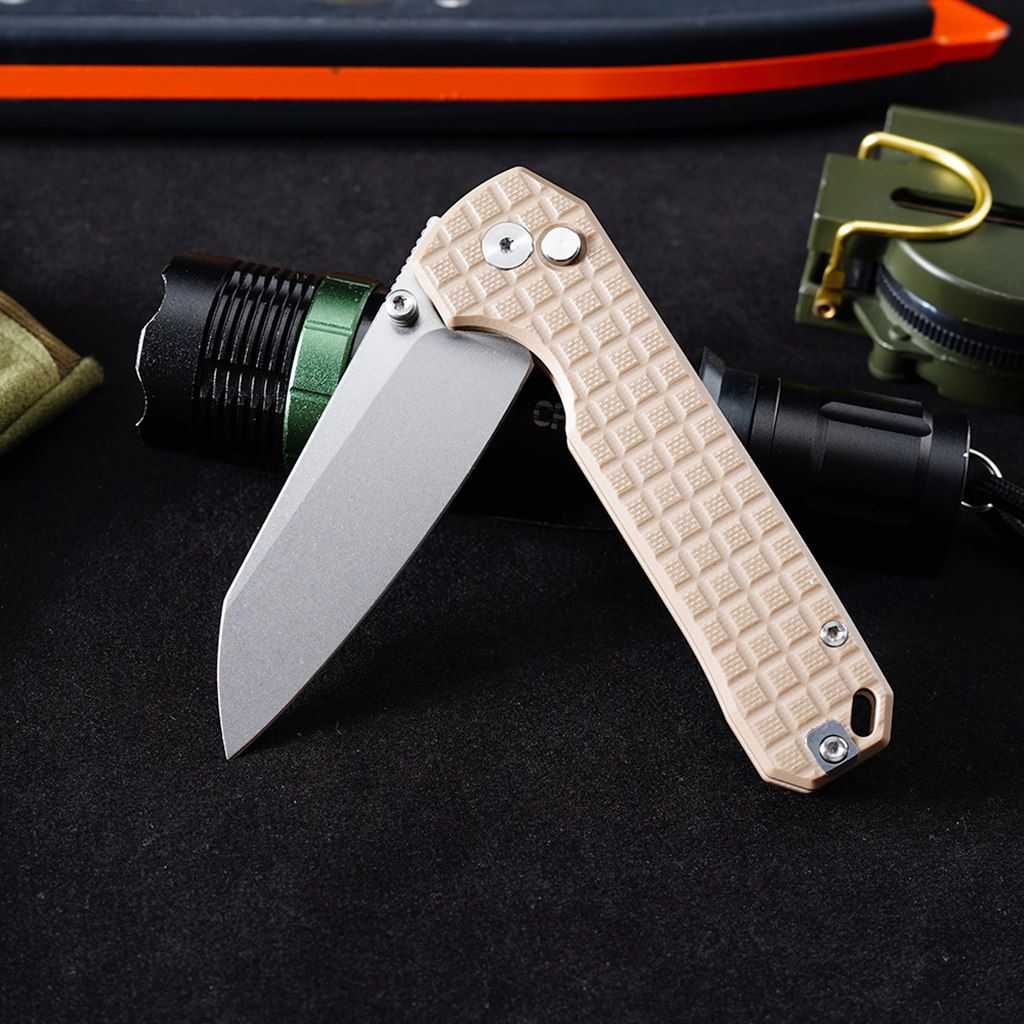 Tunafire knife GT-T0070-4 VG10 Blade Ball Bearing Quick Open Folding Knife Button lock G10 Handle Outdoor Survival Tool