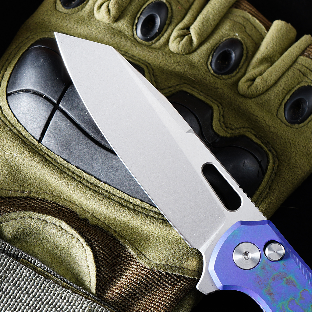 Tunafire Knife GT-T0044-5 |3.39 "|VG10 Blade| Button Lock| Titanium Alloy Burning purple  Handle  |TUNAFIRE KNVES