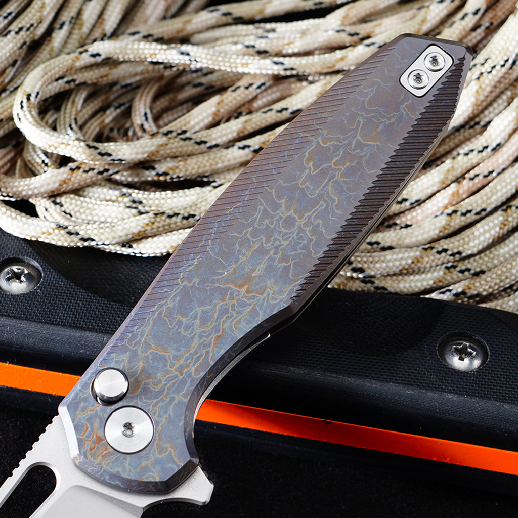 Tunafire knife Titanium Alloy Button Lock Folding Knife VG10 BLADE Camping Hunting Pocket Knife GT-T0044-5