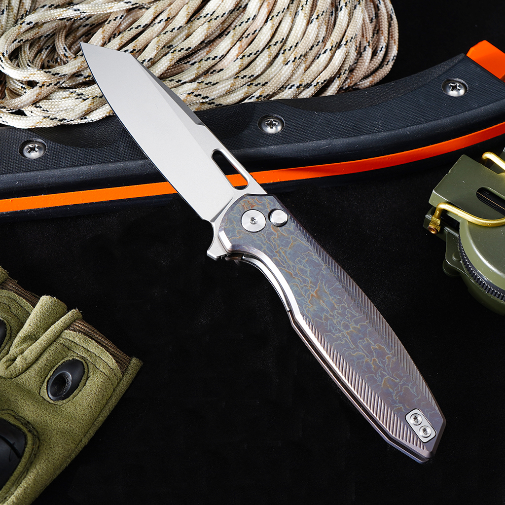 Tunafire knife Titanium Alloy Button Lock Folding Knife VG10 BLADE Camping Hunting Pocket Knife GT-T0044-5