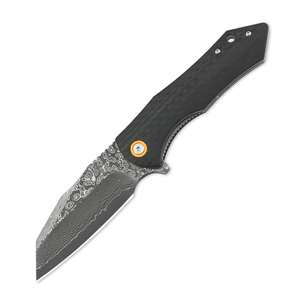 Tunafire Knife GT-DM020 Damascus Steel Survival Folding Knife Carbon Fiber G10 Handle Ball Bearing Camping Pocket Tactical Knife Tool