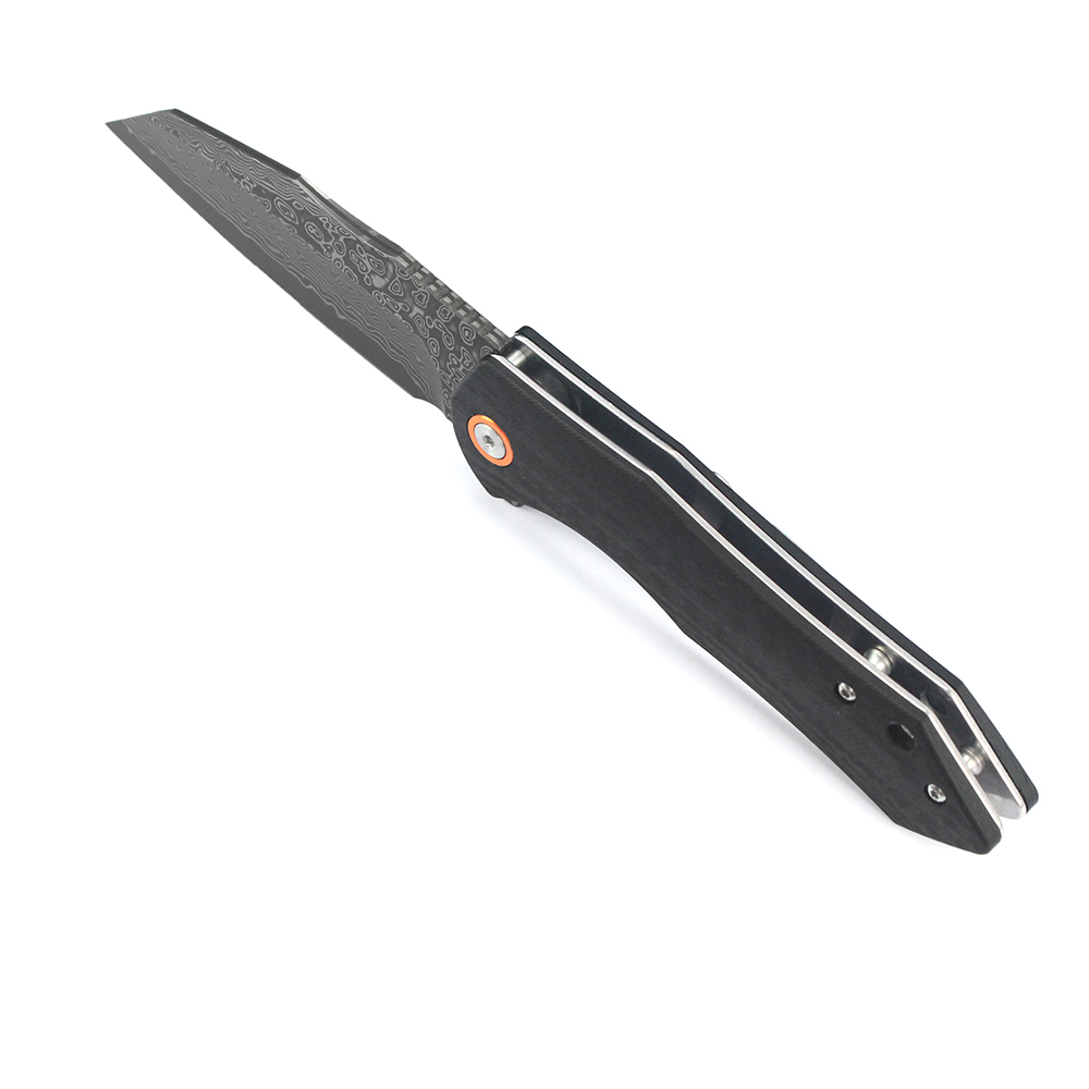 Tunafire Knife GT-DM020 Damascus Steel Survival Folding Knife Carbon Fiber G10 Handle Ball Bearing Camping Pocket Tactical Knife Tool