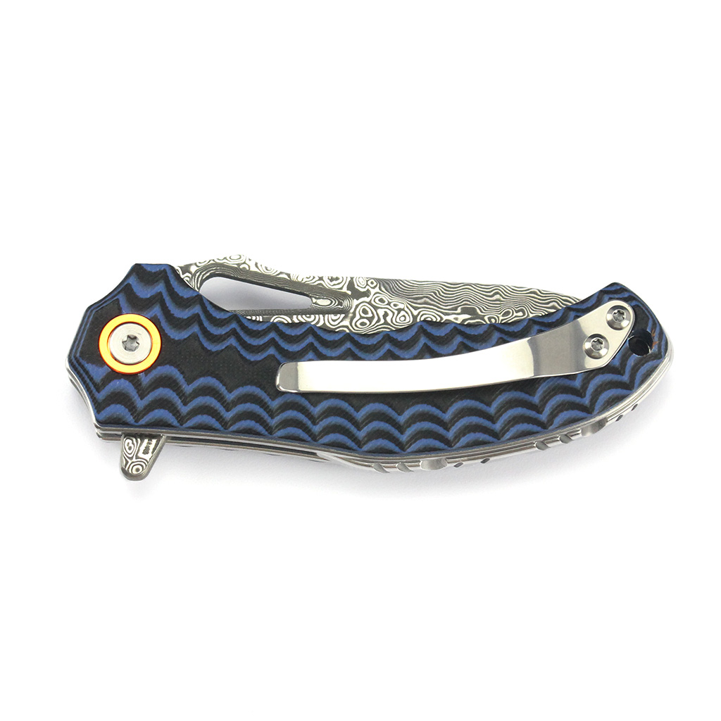 Tunafire Knife  GT-DM021 Small 2.68&rdquo;Damascus Pocket Knife Two Color G10 Grip Portable Outdoor Fishing Utility Tool