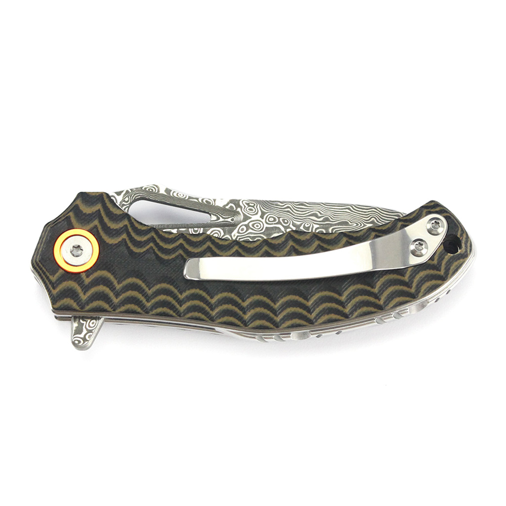 Tunafire Knife GT-DM021 2.68&rdquo;Damascus steel Knife Brown Two Color G10 Handle Portable Outdoor Camping Survival Tool