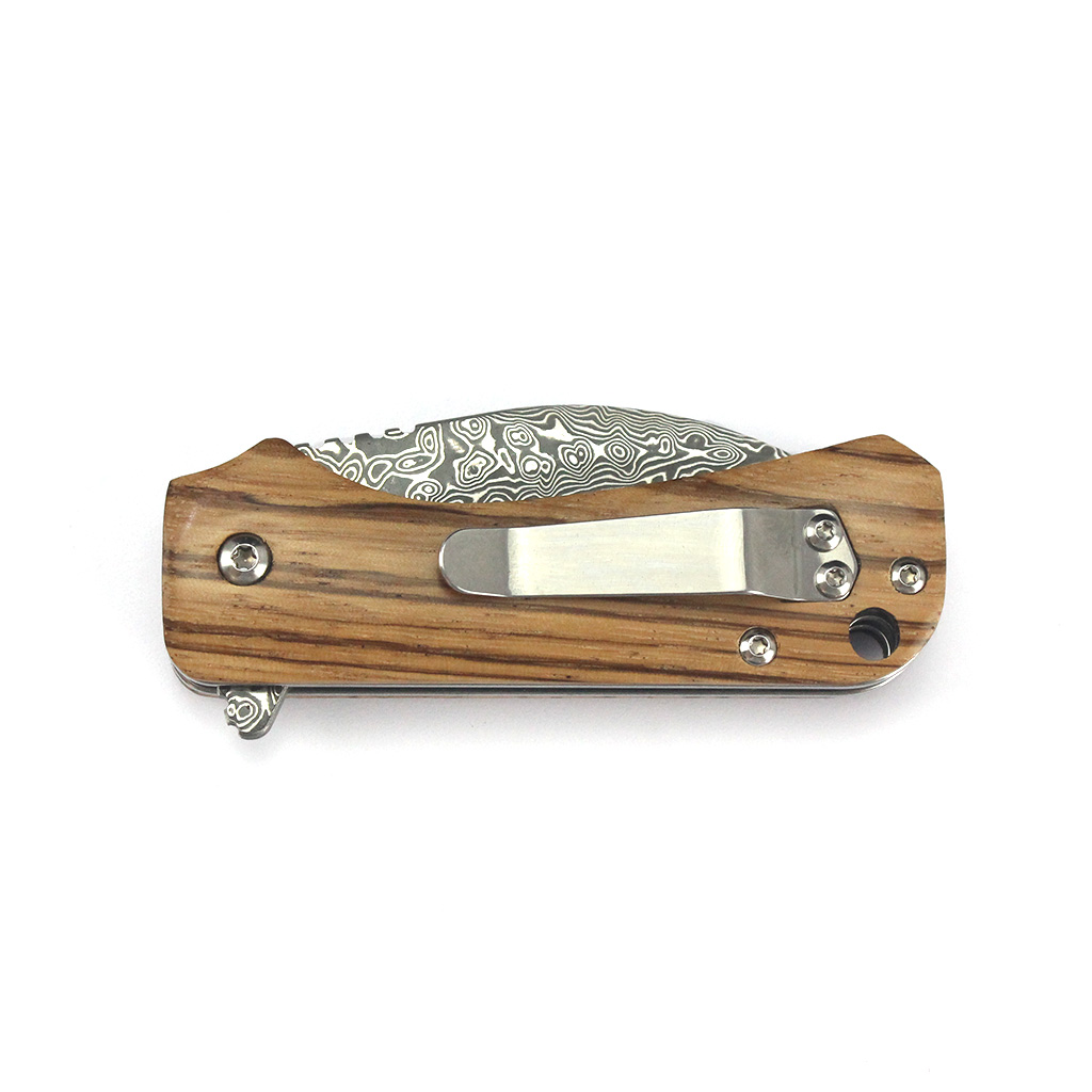 Tunafire Mini EDC Pocket Knife GT-DM022 Damascus Steel Folding Knife Zebra Wood Handle Ball Bearing Portable Everyday Carry Knife