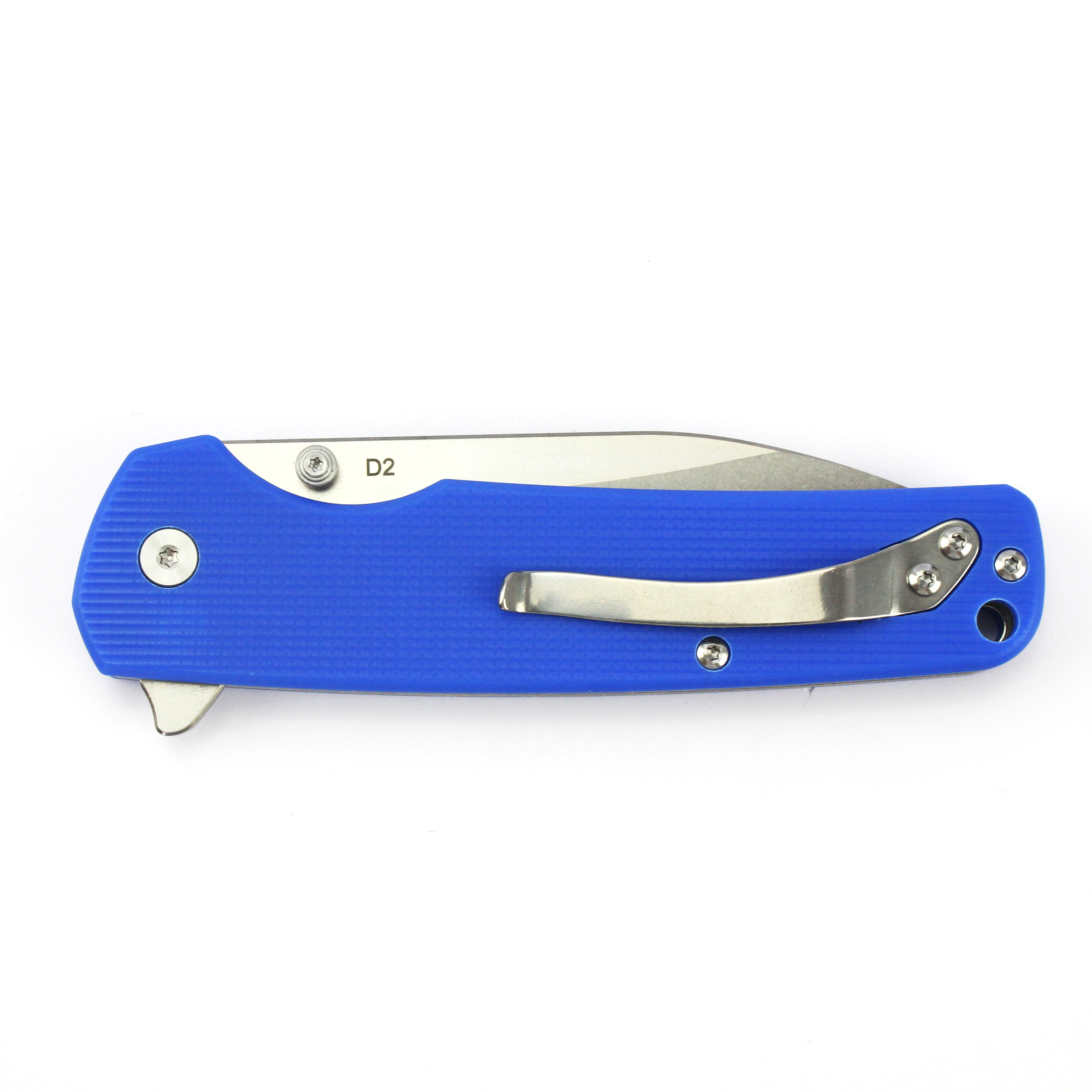 Tunafire Knife |GT-T0036 3.4" | D2 Stonewash Blade | G10 Blue Handle | Button Liner Lock | EDC Camping Pocket Knives