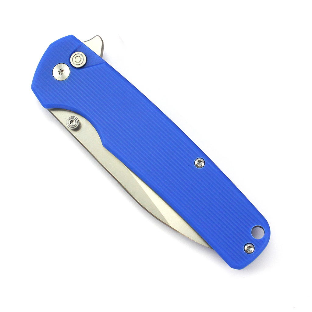 Tunafire Knife |GT-T0036 3.4" | D2 Stonewash Blade | G10 Blue Handle | Button Liner Lock | EDC Camping Pocket Knives