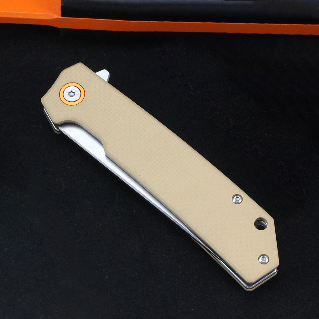 Tunafire Knife GT-T0066  Stonewashed D2 Blade Folding Knife Lightweight EDC Pocket Tool with G10 Handle