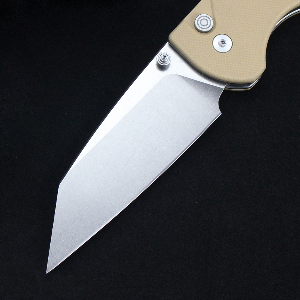 Tunafire Knife GT-T0065 D2 Steel Folding Pocket Knife, G10 Handle Button Lock Stone Wash EDC Tool For Camping Hiking