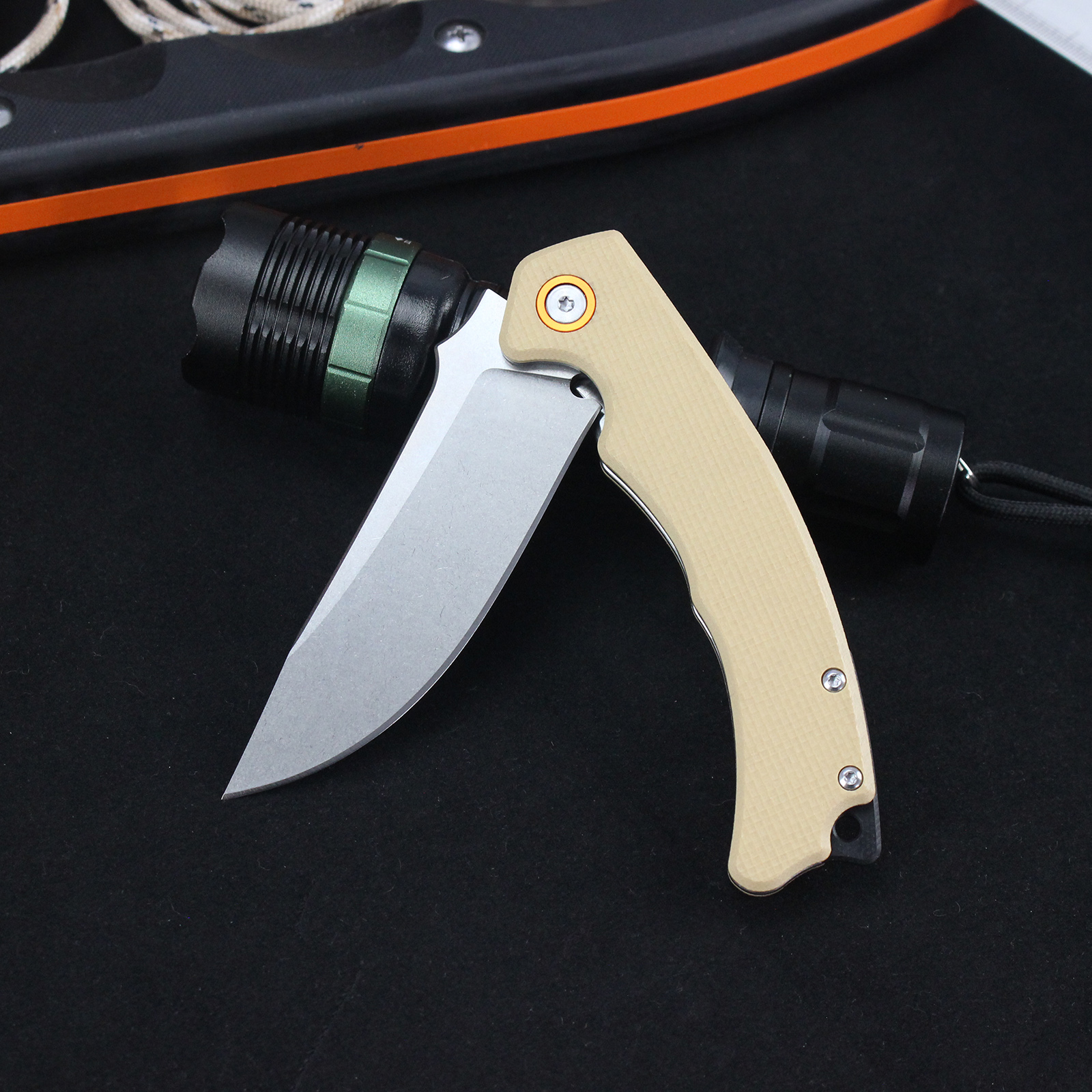Tunafire Knife GT-T0064 Portable Utility Folding Knife High Wear Resistant D2 Blade G10 Comfort Grip Ideal EDC Gear For Hiking Fishing And Collection