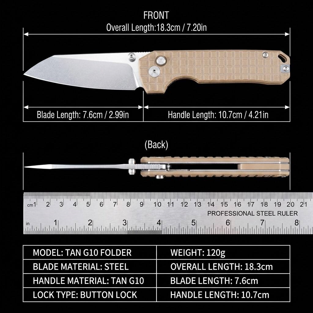 Tunafire knife GT-T0070-4 VG10 Blade Ball Bearing Quick Open Folding Knife Button lock G10 Handle Outdoor Survival Tool