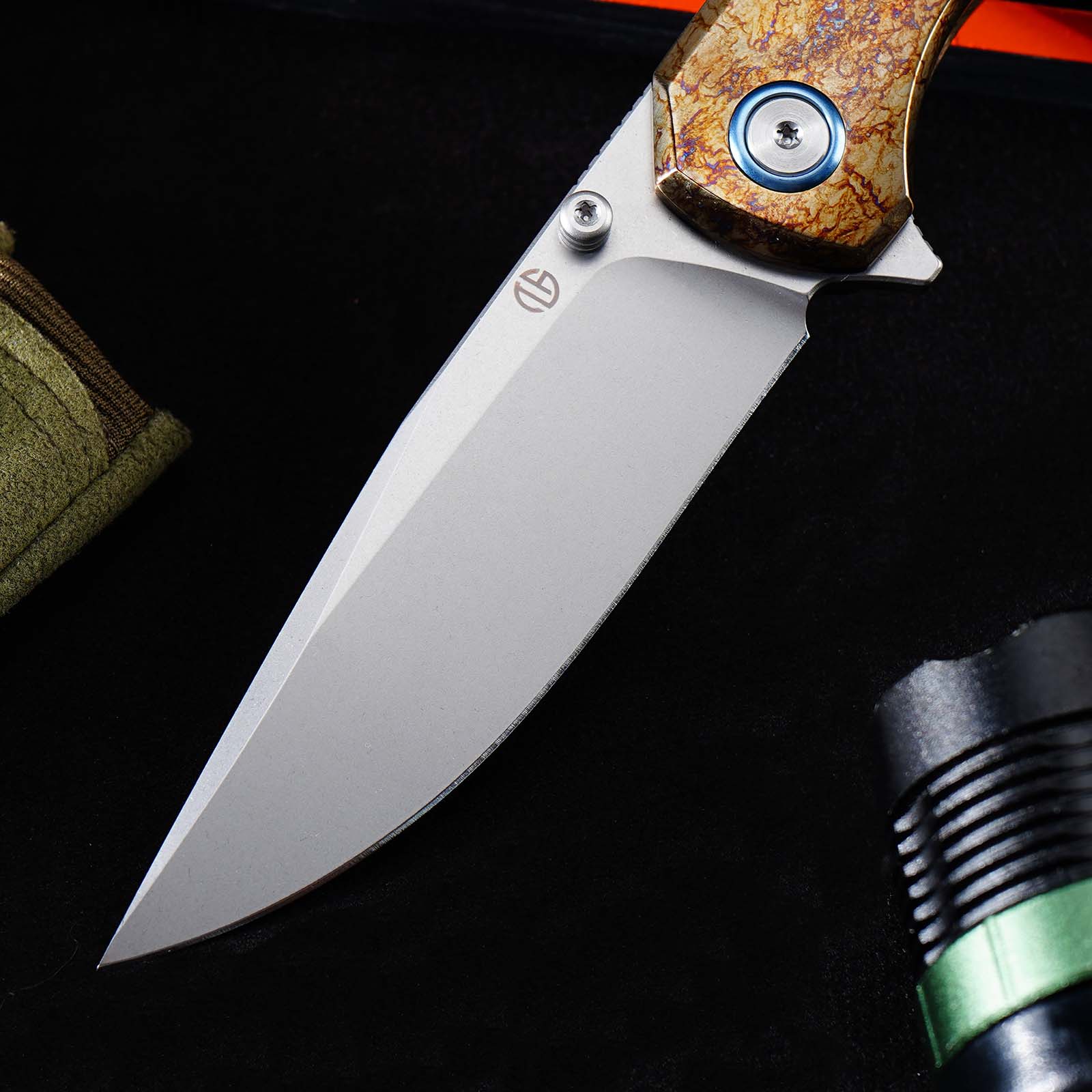Tunafire Knife VG10 Steel Folding Pocket Knife GT‑T0071‑2, Titanium Anodized Handle Ball Bearing EDC Tool