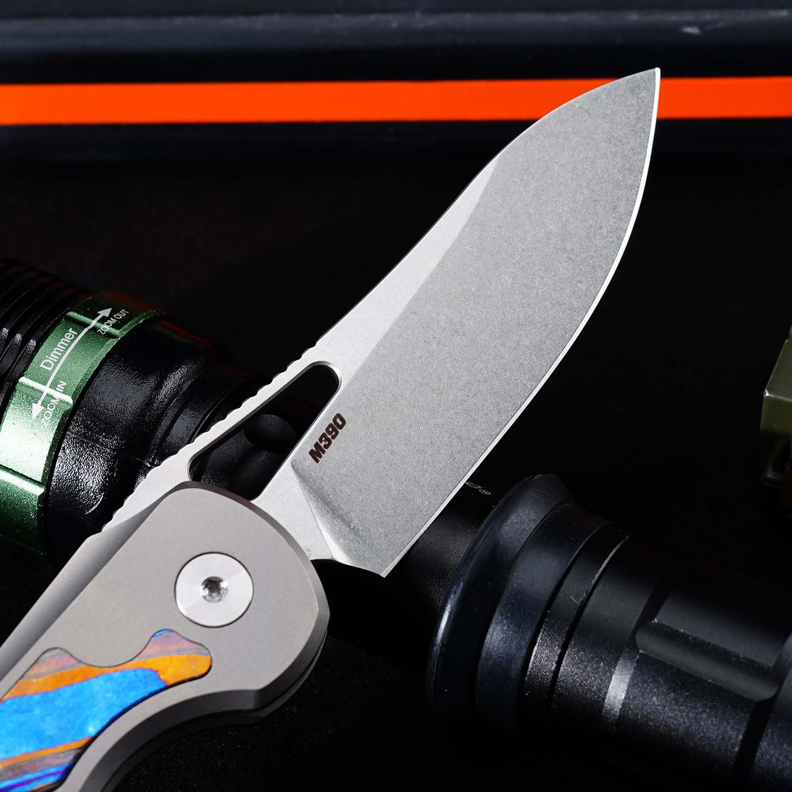 Tunafire Knife GT-T0080 3.11" |M390 Steel Blade  | Titanium Handle |Button Liner Lock| Pocket EDC Tools