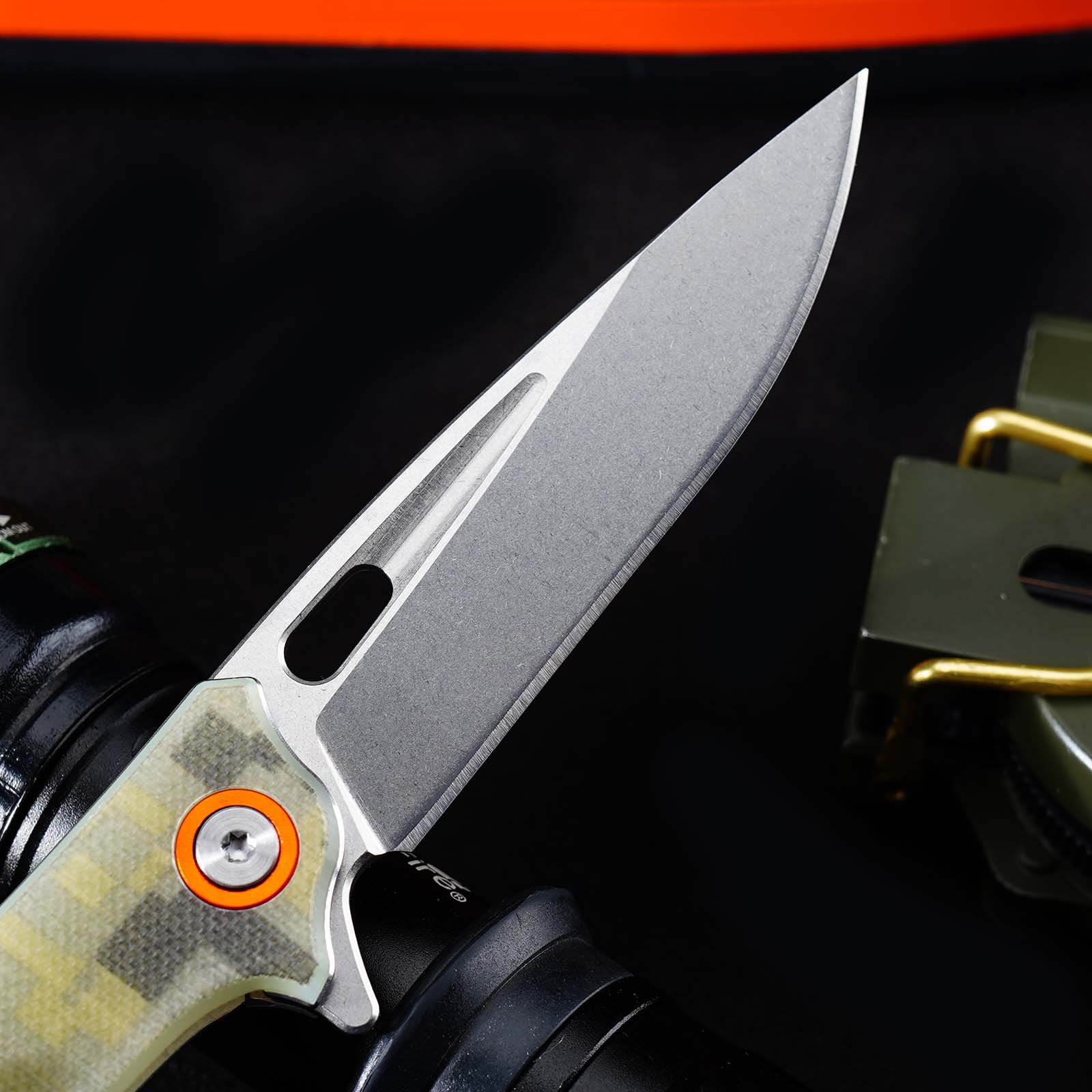 Tunafire Knife GT-T0057 Portable Stonewashed 8CR13MOV Folding Knife G10 Handle Outdoor EDC Tool