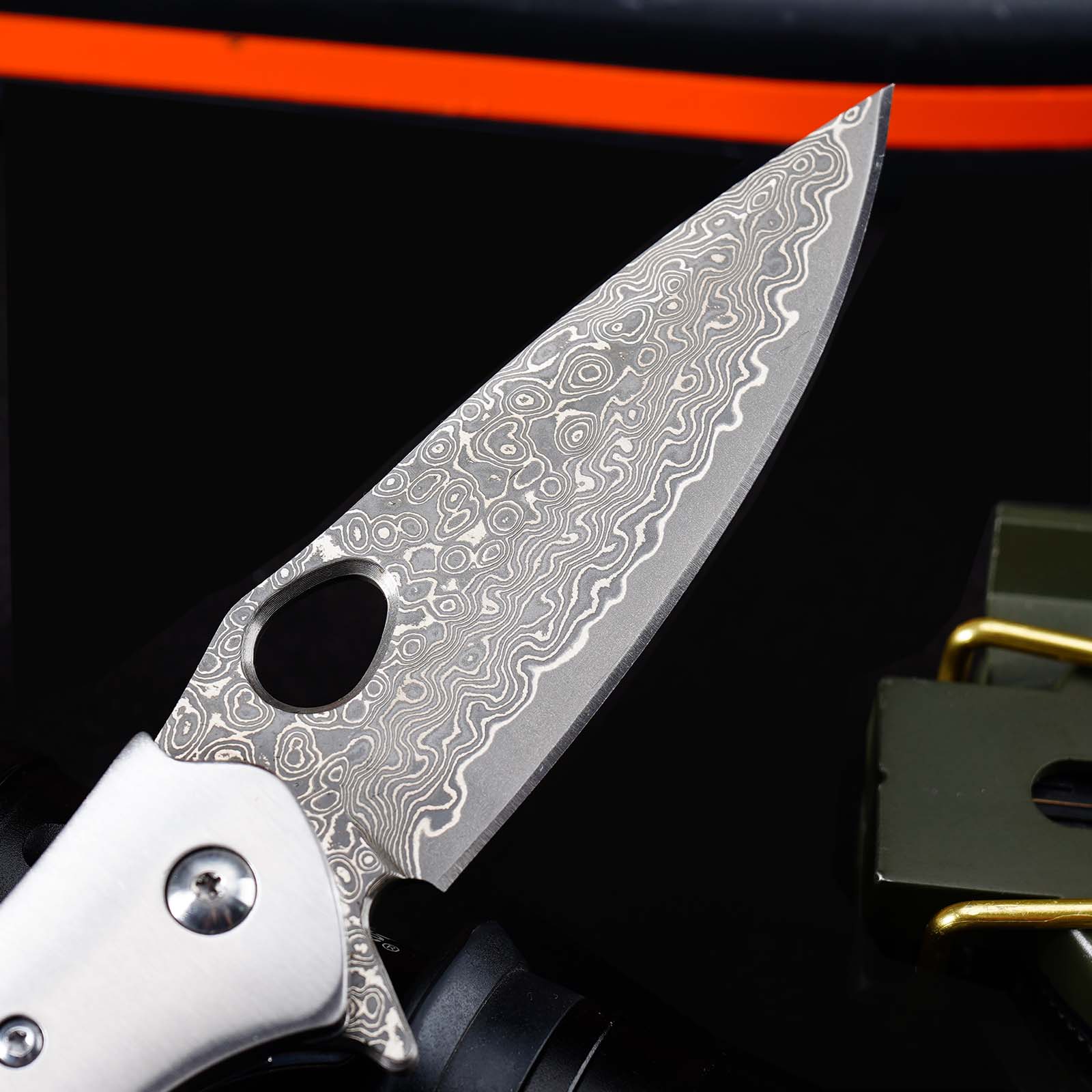 Tunafire Knife GT-BS305 Outdoor Folding Knife, VG10 Core 76 Layer Damascus Blade Colored Shell Handle EDC Knife